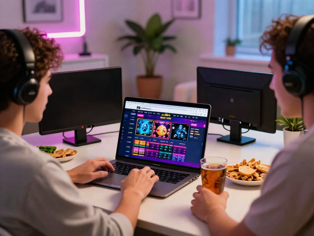 Exciting online gambling experience featuring sites not on Gamstop in a lively home setting.
