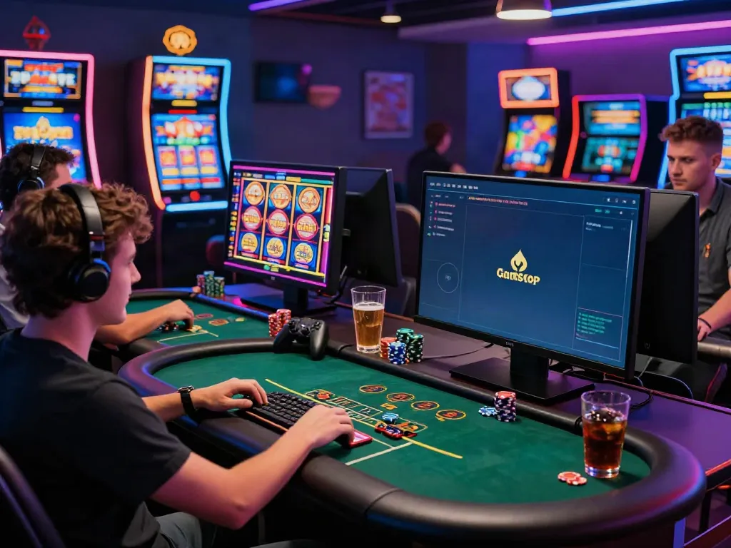 Players enjoying exciting games on sites not on Gamstop with vibrant setups and engaging atmosphere.
