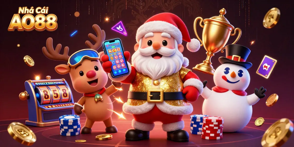 Engage with Nhà Cái AO88 through a festive casino scene filled with jackpots and sports excitement.