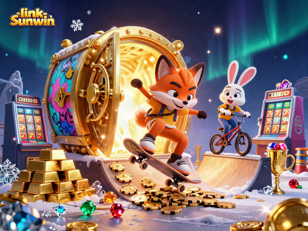 Engage with link-sunwin in this exciting 3D casino scene, showcasing action and vibrant gambling elements.