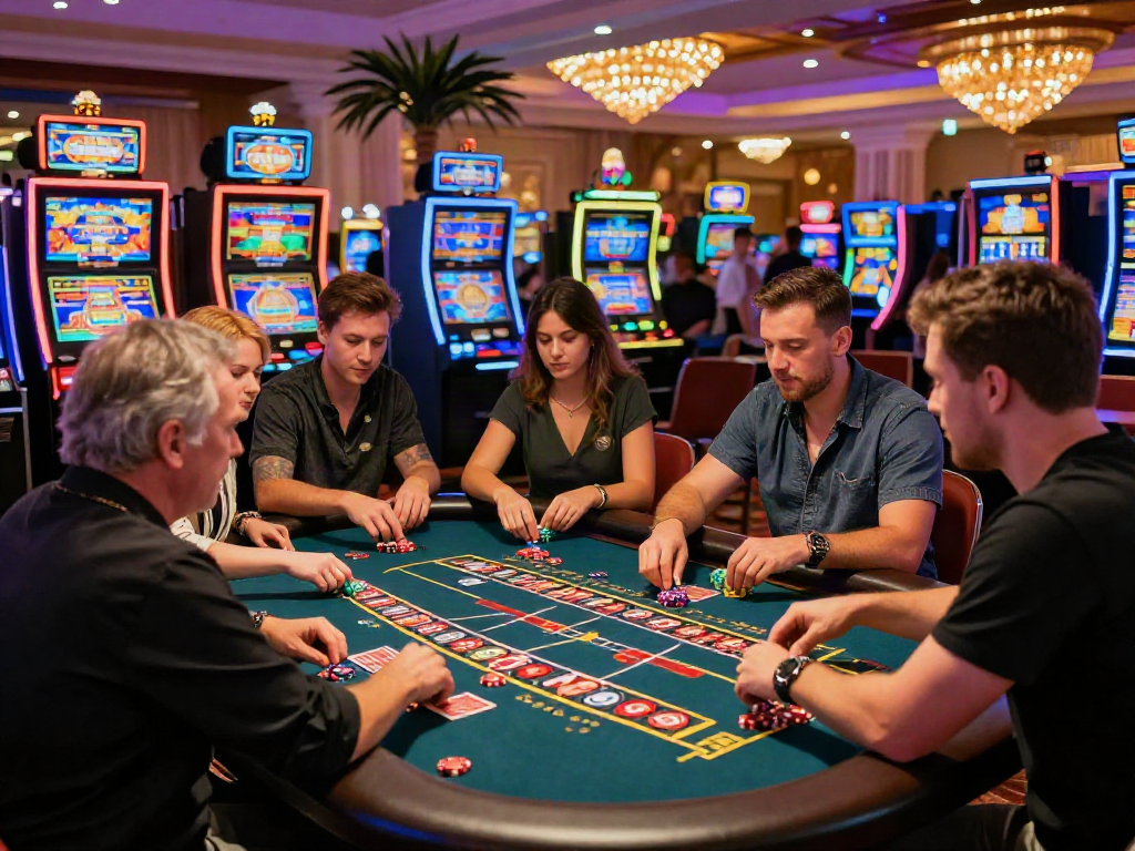 Players enjoying lively games at casinos not on GamStop, showcasing vibrant atmosphere!