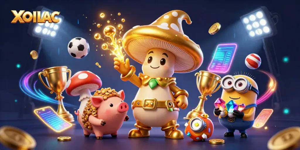 XOILAC offers thrilling live sports betting experience with dynamic sports balls and magic elements.