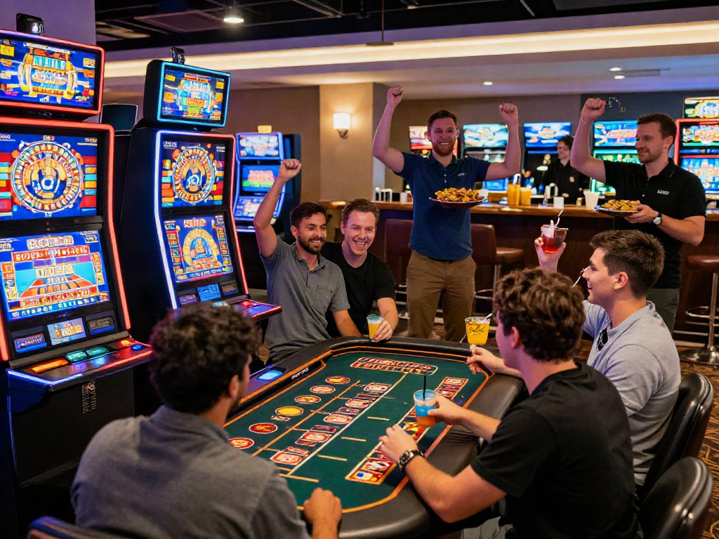 Exciting gaming scene at non-Gamstop casinos, showcasing players enjoying diverse games.