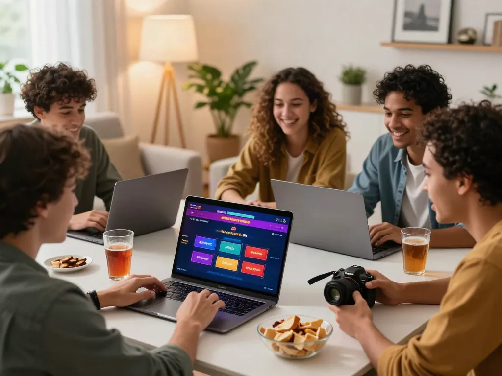 Exciting group playing at sites not on GamStop in a cozy living room