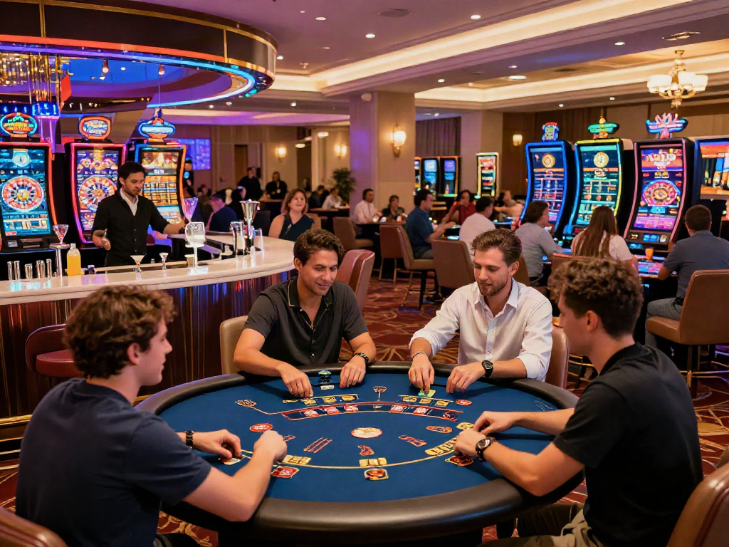 Exciting scene of players enjoying games at sites not on GamStop.