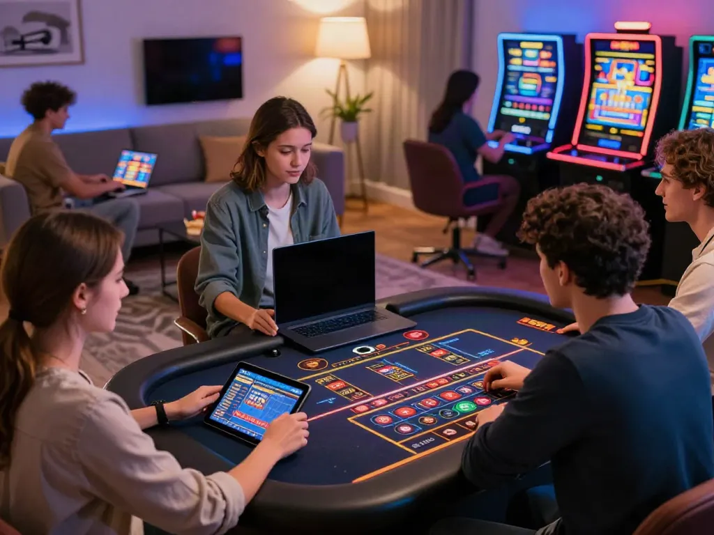 People enjoying online gaming experiences at sites not on gamstop in a cozy home setting.
