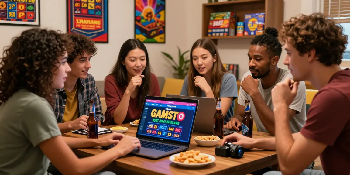 Friends discussing sites not on GamStop while enjoying snacks and drinks in a cozy room.