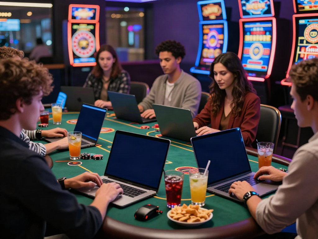 Exciting online gambling experience with diverse players engaging on sites not on gamstop in a modern virtual casino.