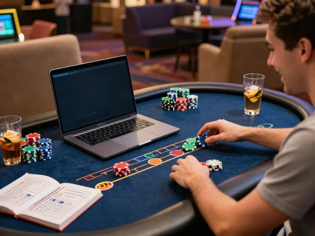 Player enjoying sites not on gamstop at a modern online casino table.