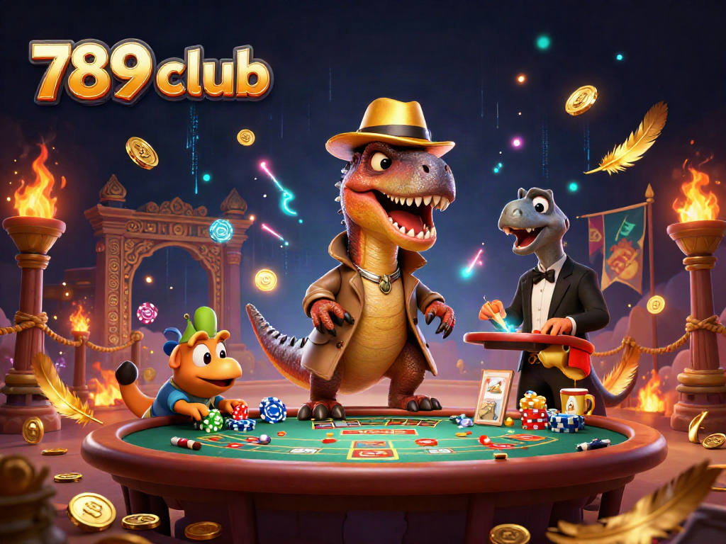 Experience high-stakes gameplay at 789 club with a dynamic casino scene featuring thrilling characters and vibrant atmosphere.