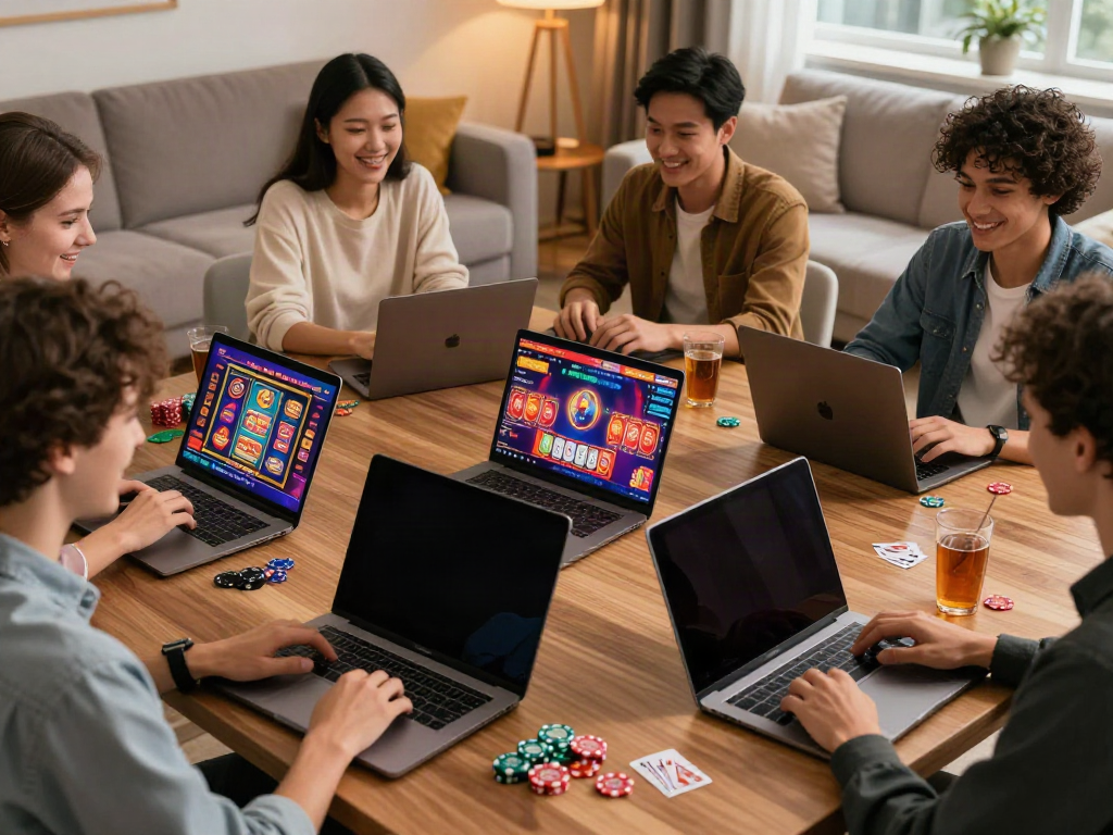 Players enjoying gaming at sites not on gamstop in a cozy living room.