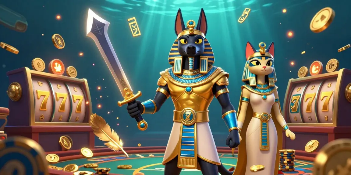 Experience the thrill of v79 casino with Anubis and Bastet in a dynamic gambling scene.