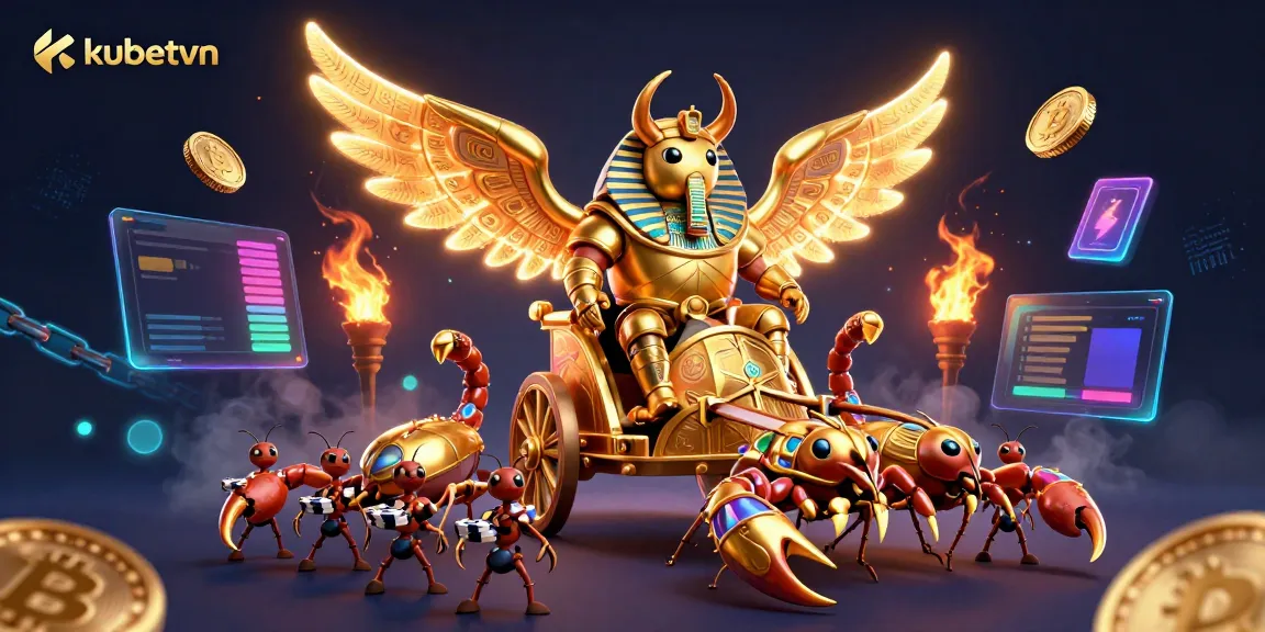 Engage in the thrilling experience of kubetvn with a display of vibrant casino and crypto elements.