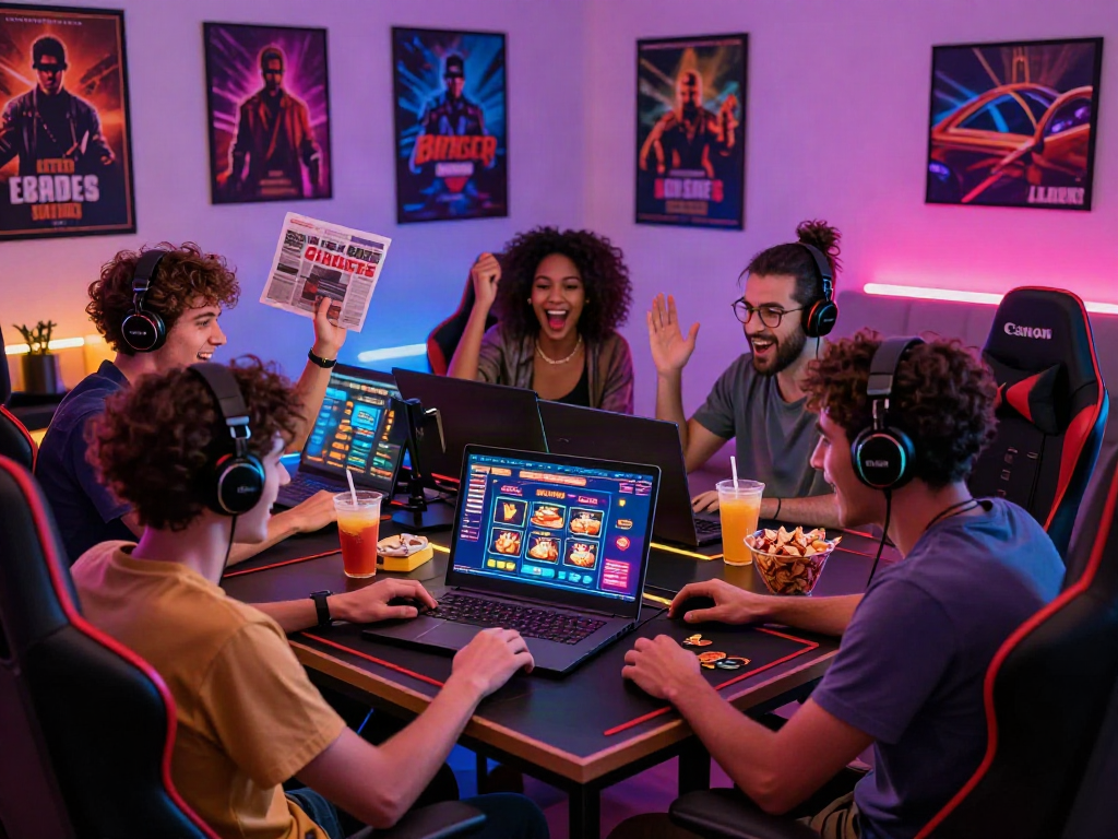 Friends enjoying online gaming at home, exploring sites not on GamStop.