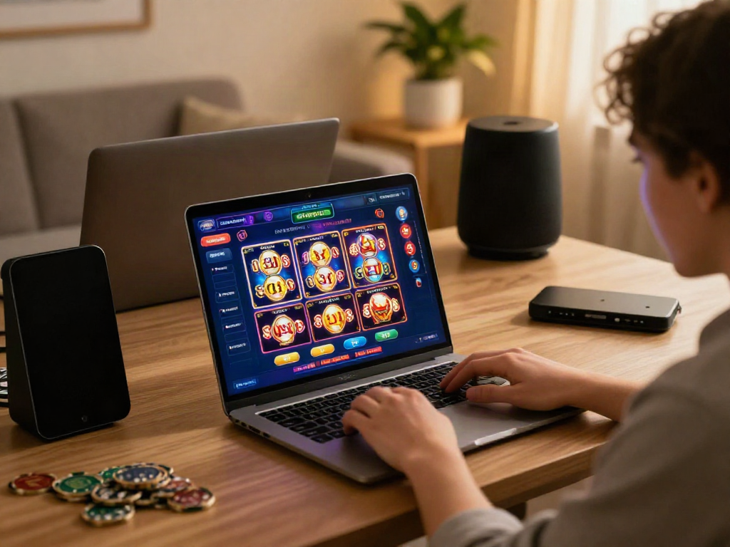 Player exploring sites not on GamStop at home with laptop and smartphone.