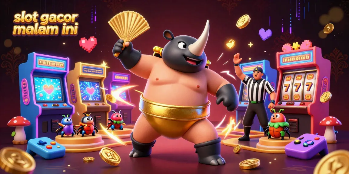 Experience thrilling moments with slot gacor malam ini as the champion beetle stomps and coins fly in a vibrant casino scene.