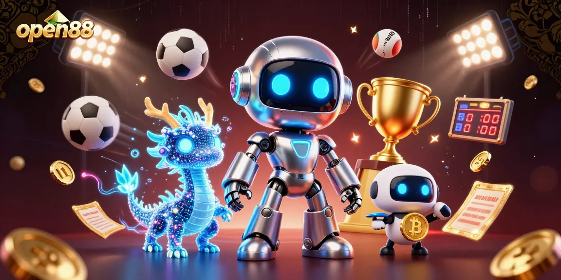 Immerse yourself in the world of open88 with dynamic casino elements like bitcoin, betting slips, and sports balls