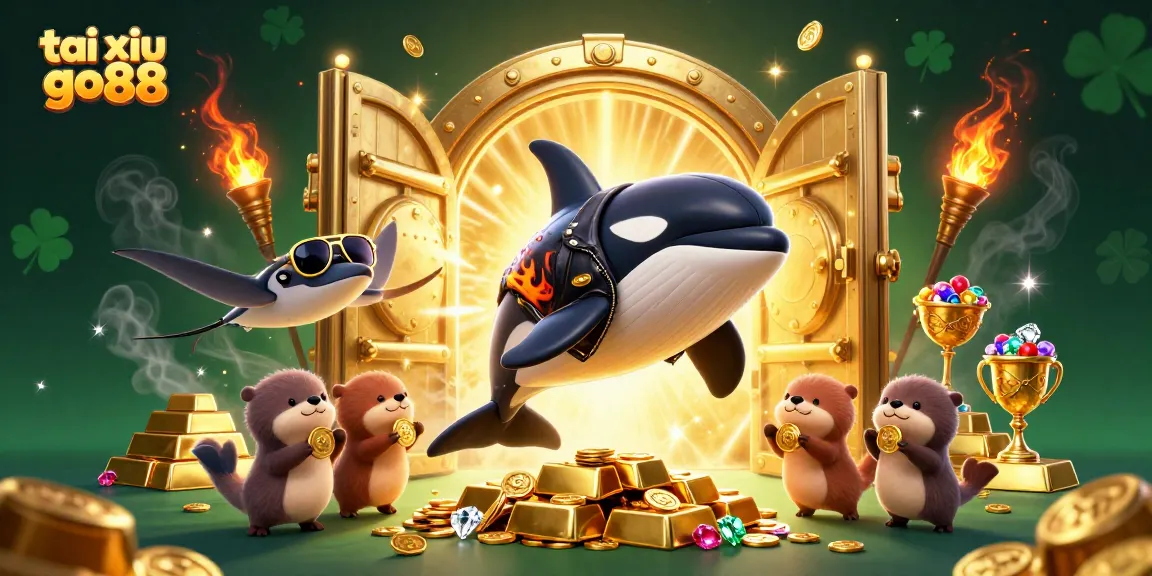 Experience tai xiu go88 with vibrant sea creatures collecting gold in this dynamic casino-themed scene.