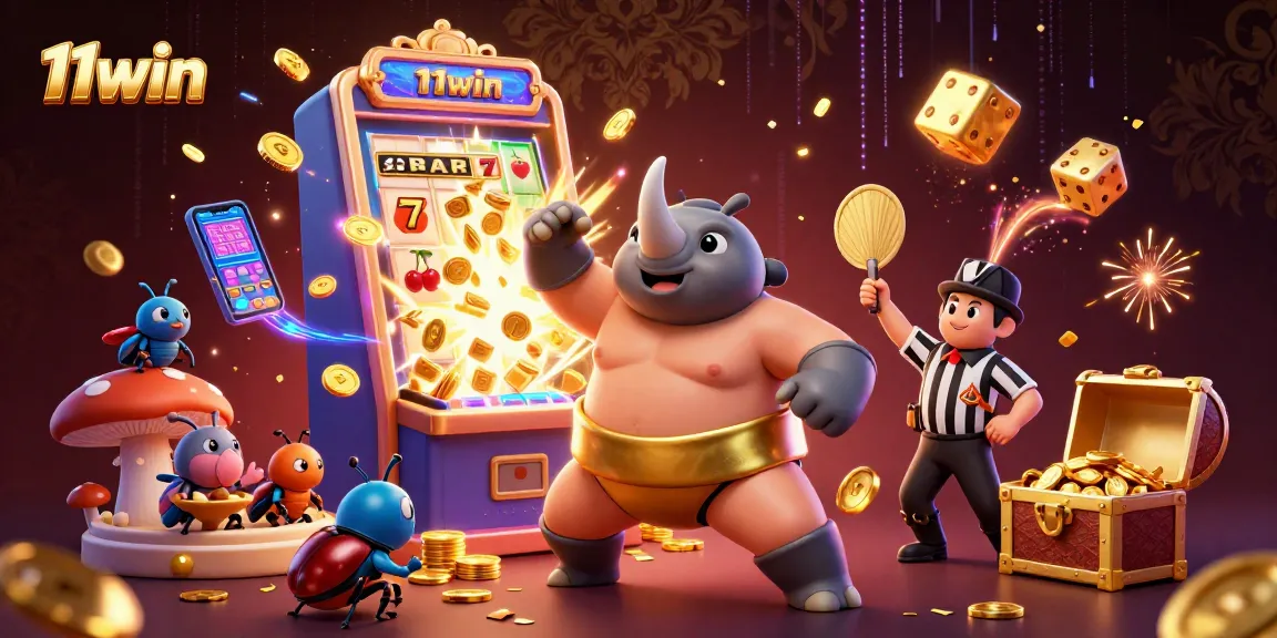 Experience the excitement of 11win with a bright 3D scene featuring a beetle championship set!