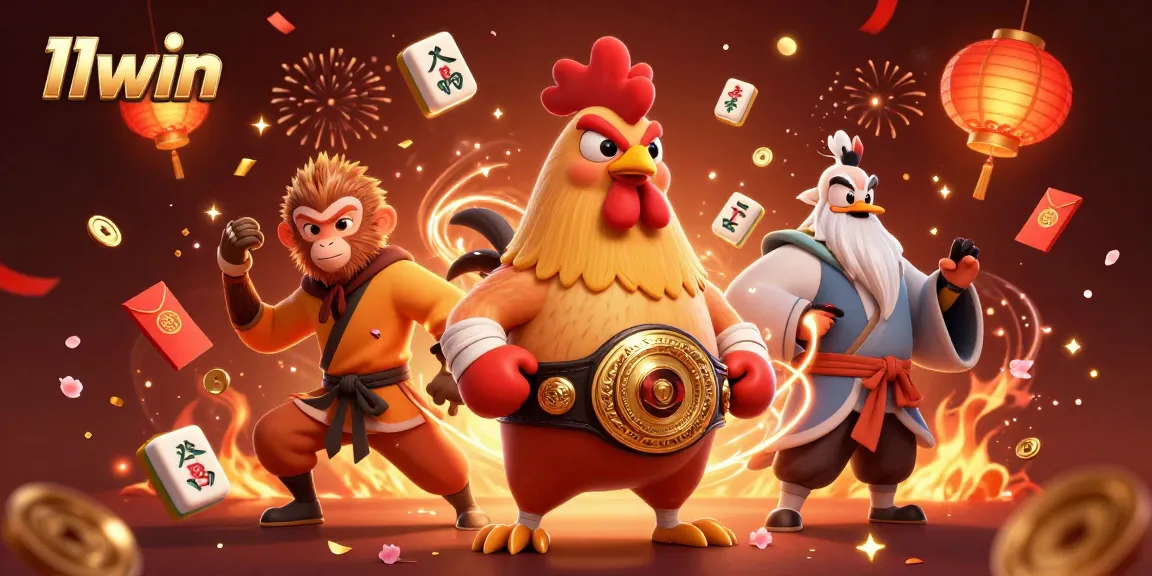 Experience the thrill of 11win with dynamic casino elements featuring martial arts characters.