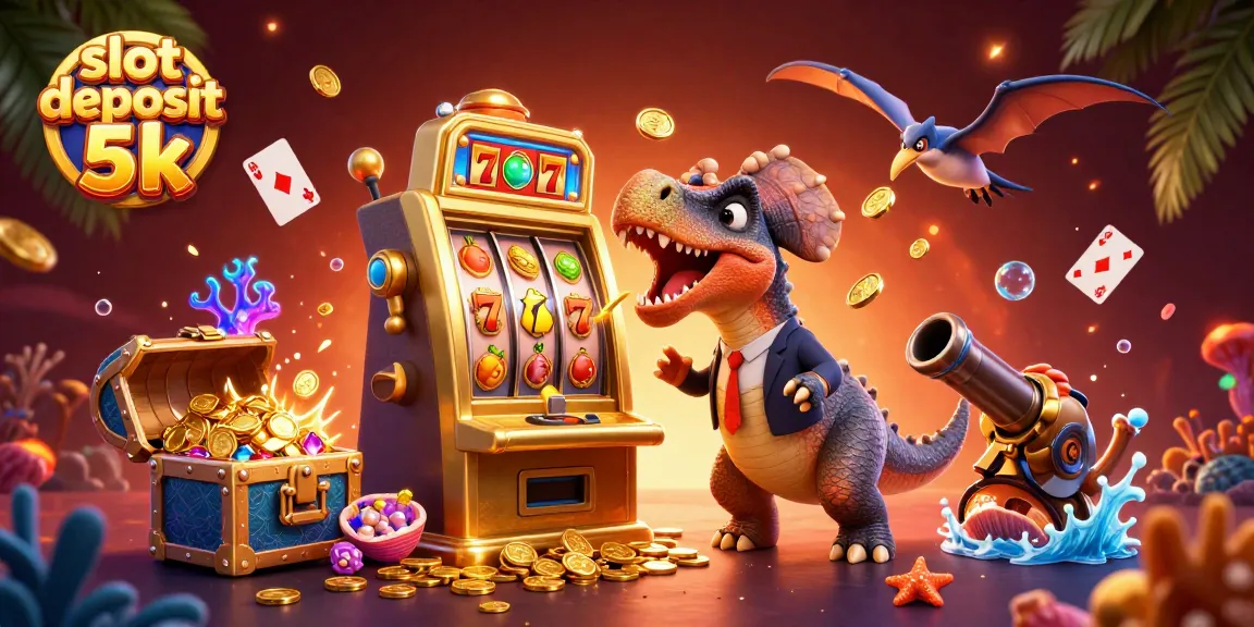Spark excitement with slot deposit 5k: a pachycephalosaurus wins jackpots while a panicked ankylosaur manages the chaos.