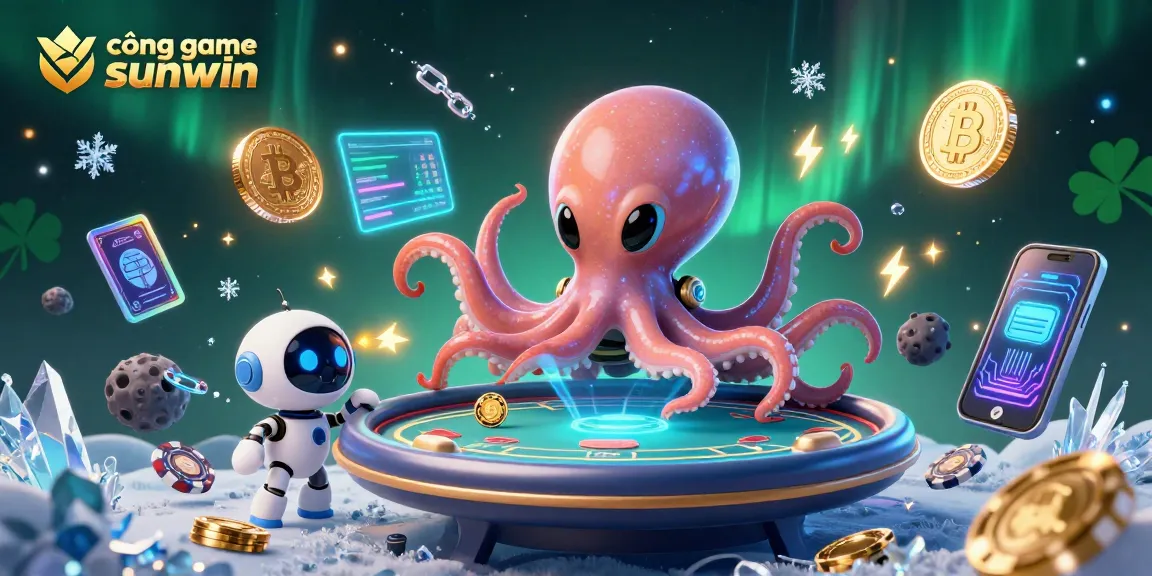 Experience excitement at cổng game sunwin with vibrant aliens and crypto-themed casino elements.
