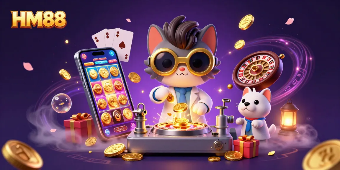Experience the excitement of HM88 with animated gaming elements, a casino-themed mad scientist, and rich graphics.