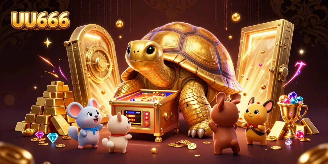 Experience thrilling gameplay at UU666 with a golden tortoise pinball machine in an exciting casino environment.